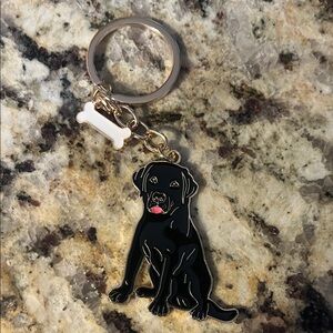 Charming Black Dog Key Holder with Bone Charm